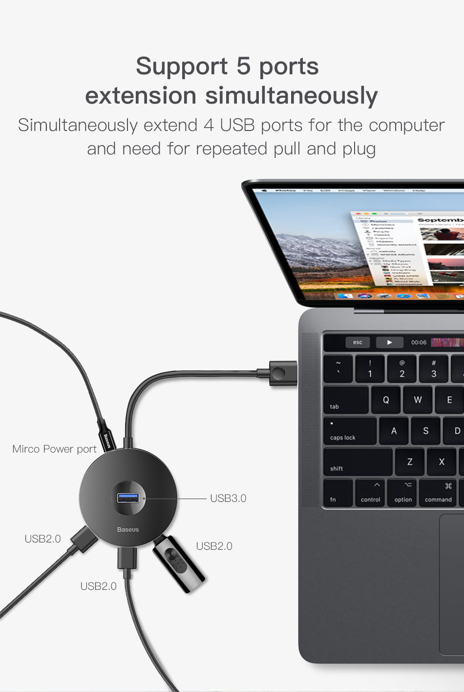 Hub portable usb adaptateur hub boîte ronde